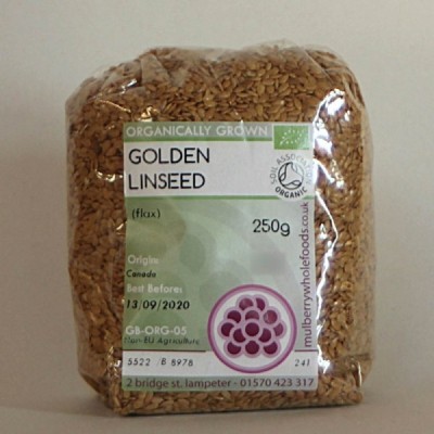 Buy Mulberry Bush Wholefoods Organic Golden Linseed 250g Dried Seeds Online − UK Supplier