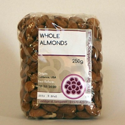 Buy Mulberry Bush Wholefoods Whole Almonds 250g Dried Nuts Online − UK Supplier