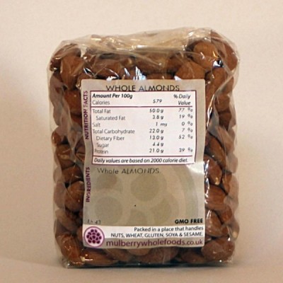 Buy Mulberry Bush Wholefoods Whole Almonds 250g Dried Nuts Online − UK Supplier