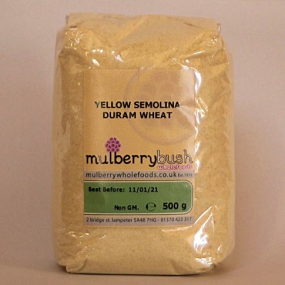 Buy Mulberry Bush Wholefoods Yellow Semolina 500g Flours & Bread Mixes Online − UK Supplier