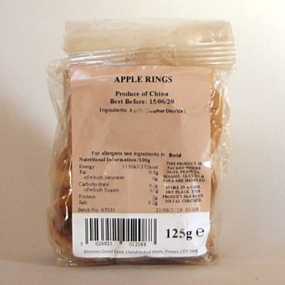 Buy Mulberry Bush Wholefoods Apple Rings 125g Fruit - Dried Online − UK Supplier