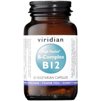 Buy Viridian HIGH TWELVE™ Vitamin B12 with B-Complex Veg Caps from Mulberry Wholefoods online UK Supplier.