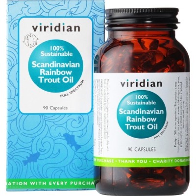 Buy Viridian Scandinavian Rainbow Trout Oil Softgels from Mulberry Wholefoods online UK Supplier.