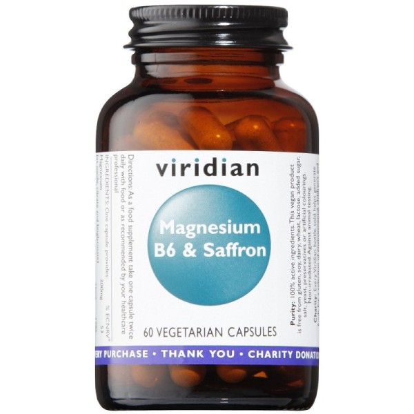 Viridian Magnesium (200mg) B6 (25mg) & Saffron (15mg) - 60 Veg Caps