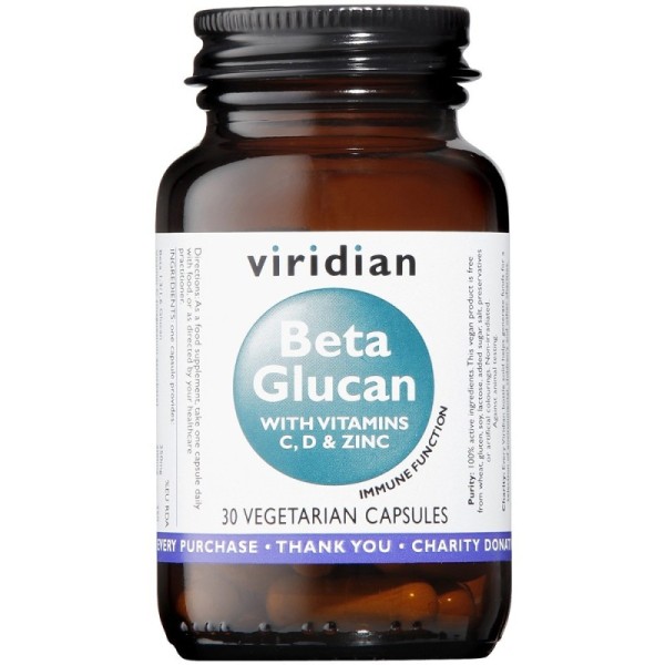 Viridian Beta Glucan 250mg (Plus Vitamin C D3 & Zinc) - 30 Veg Caps