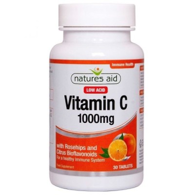 Natures Aid Vitamin C 1000mg Low Acid (with Rosehips & Citrus Bioflavonoids) 30 Tablets