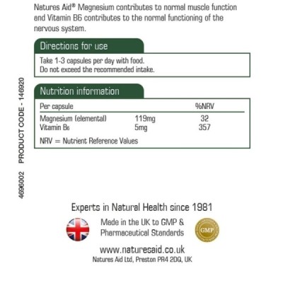 Natures Aid Magnesium Citrate 750mg 60 Capsules