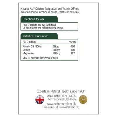 Natures Aid Calcium Magnesium + Vitamin D3 90 Tablets
