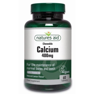 Natures Aid Calcium (Chewable) 400mg (with Vitamin D3) 60 Tablets