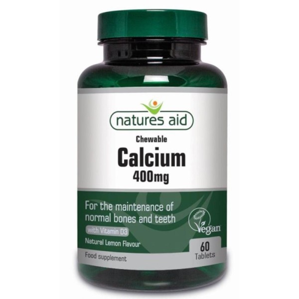 Natures Aid Calcium (Chewable) 400mg (with Vitamin D3) 60 Tablets