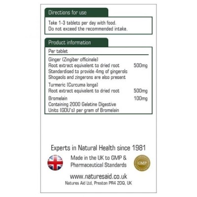 Natures Aid Ginger Turmeric & Bromelain 60 Tablets
