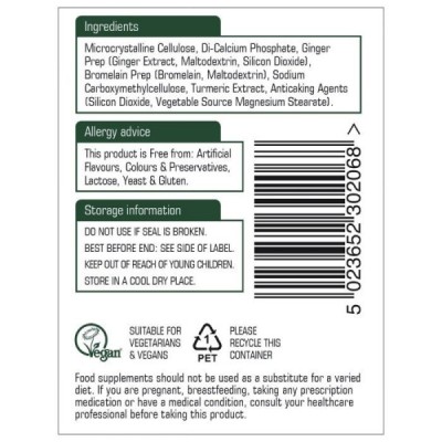 Natures Aid Ginger Turmeric & Bromelain 60 Tablets