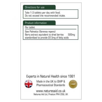 Natures Aid Saw Palmetto 500mg 90 Tablets