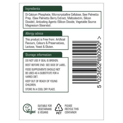 Natures Aid Saw Palmetto 500mg 90 Tablets