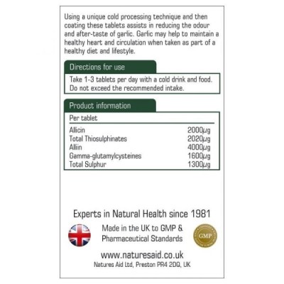 Natures Aid Garlic concentrated 2000ug Allicin 90 Tablets