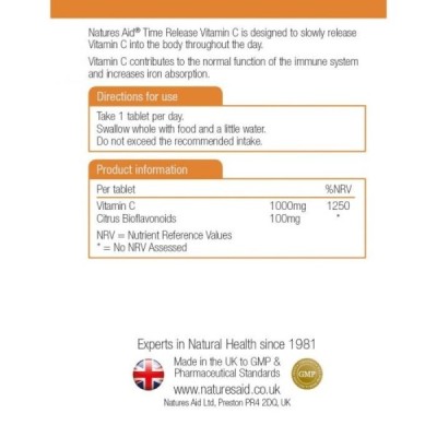 Natures Aid Vitamin C 1000mg Time Release (with Citrus Bioflavonoids) 30 Tablets