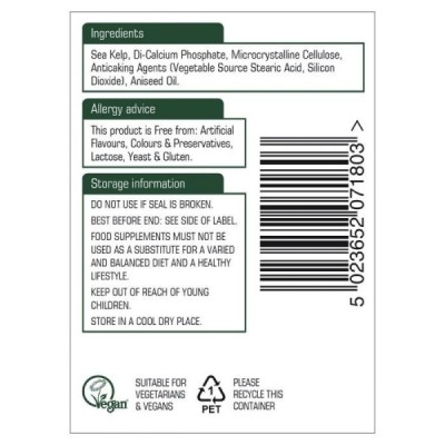 Natures Aid Sea Kelp 187mg (providing 150ug Iodine) 180 Tablets