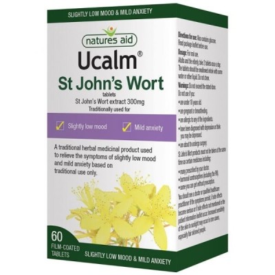 Natures Aid UCalm 300mg (Equivalent 1500mg-2100mg of St Johns Wort Herb) 60 Tablets