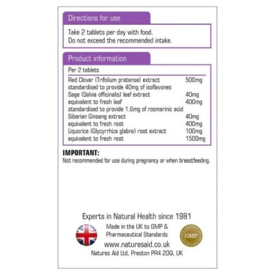 Natures Aid Red Clover Complex with Sage Siberian Ginseng & Liquorice 60 Tablets