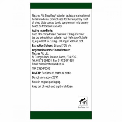 Natures Aid SleepEezy 150mg (Equivalent 750mg - 900mg of Valerian root) 60 Tablets