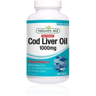 Natures Aid Cod Liver Oil (High Strength) 1000mg 180 Softgels