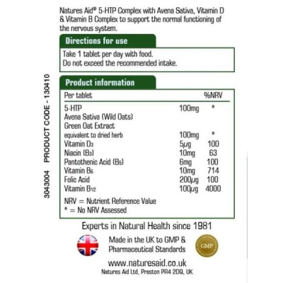 Natures Aid 5-HTP Complex 100mg 30 Tablets