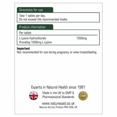 Natures Aid L-Lysine 1000mg 60 Tablets