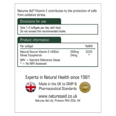 Natures Aid Vitamin E 400iu Natural Form 60 Softgels