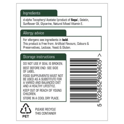 Natures Aid Vitamin E 400iu Natural Form 60 Softgels