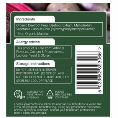 Natures Aid Organic Beetroot 4620mg 60 Vcaps