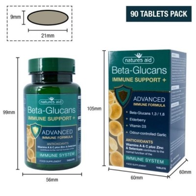 Natures Aid Beta-Glucans Immune Support+ 90 Tablets