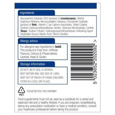 Natures Aid Glucosamine 500mg MSM 500mg + Chondroitin 100mg (with Vit C) 90 Tablets