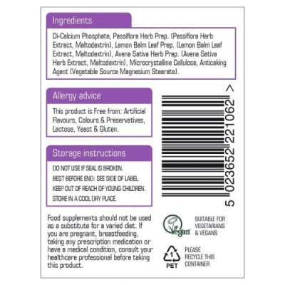 Natures Aid Passiflora Lemon Balm & Avena Sativa 60 Tablets