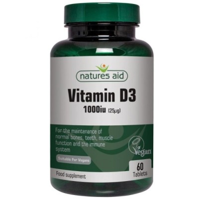 Natures Aid Vegan Vitamin D3 1000iu (25ug) 60 Tablets