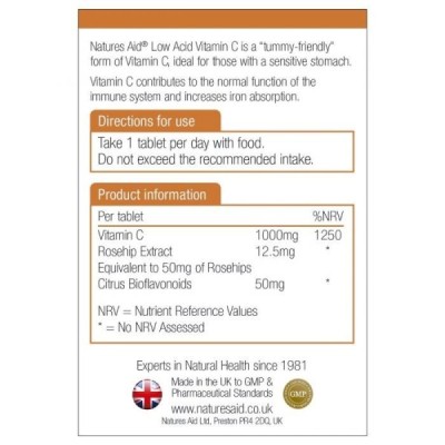 Natures Aid Vitamin C Low Acid 1000mg 240 Tablets