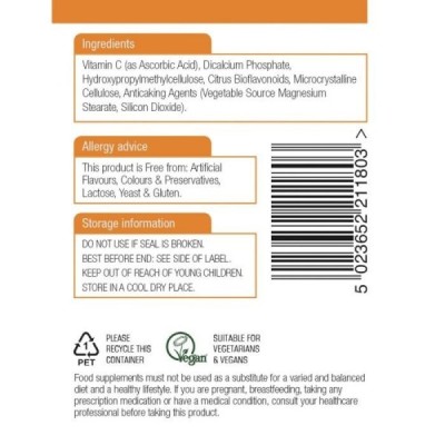 Natures Aid Vitamin C 1000mg Time Release (with Citrus Bioflavonoids) 240 Tablets