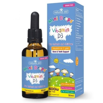 Natures Aid Vitamin D3 400iu Mini Drops for infants & children 50ml