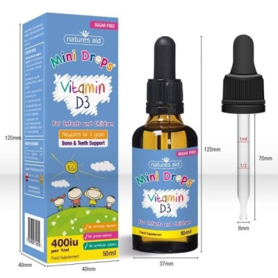 Natures Aid Vitamin D3 400iu Mini Drops for infants & children 50ml