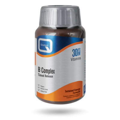 Buy Quest B Complex Timed Release (Previously Mega B-100 Timed Release) 30 Tablets online from Mulberry Bush Wholefoods. UK Supp