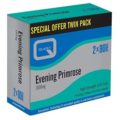 Buy Quest Evening Primrose Oil1000mg (Twin Pack 2x90) 180 Capsules online from Mulberry Bush Wholefoods. UK Supplier of Vitamins