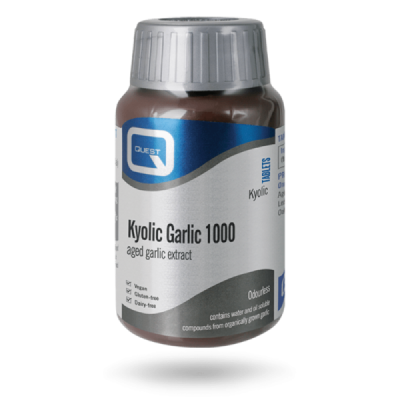 Buy Quest Kyolic Garlic 1000 30+15 Tablets online from Mulberry Bush Wholefoods. UK Supplier of Vitamins Minerals Herbal & Holis