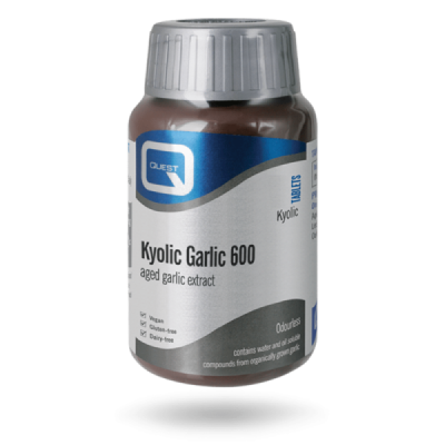 Buy Quest Kyolic Garlic 600 60+30 Tablets online from Mulberry Bush Wholefoods. UK Supplier of Vitamins Minerals Herbal & Holist