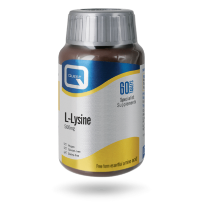 Buy Quest L-Lysine 500mg 60 Tablets online from Mulberry Bush Wholefoods. UK Supplier of Vitamins Minerals Herbal & Holistic Sup