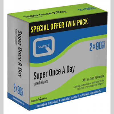 Buy Quest Super Once A Day (Twin Pack 2x90) 180 Tablets online from Mulberry Bush Wholefoods. UK Supplier of Vitamins Minerals H