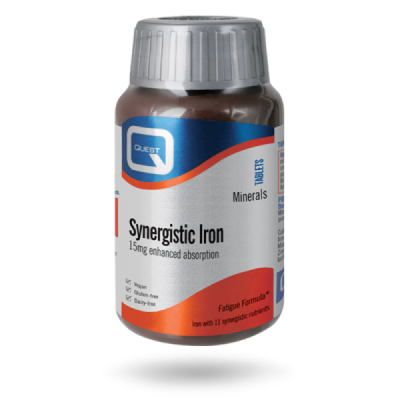 Buy Quest Synergistic Iron 90 Tablets online from Mulberry Bush Wholefoods. UK Supplier of Vitamins Minerals Herbal & Holistic S