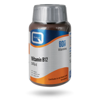 Buy Quest Vitamin B12 500Mcg 60 Tablets online from Mulberry Bush Wholefoods. UK Supplier of Vitamins Minerals Herbal & Holistic