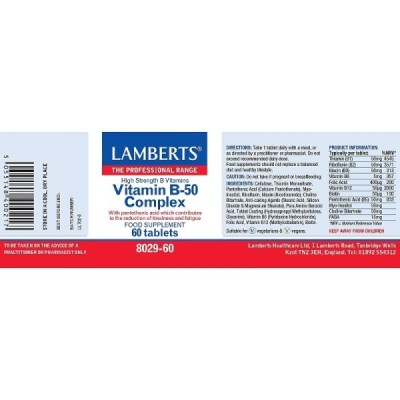 Buy Lamberts B-50 Complex 60s Vitamins Minerals & Amino Acids; Energy & Vitality; Brain Health Online − UK Supplier
