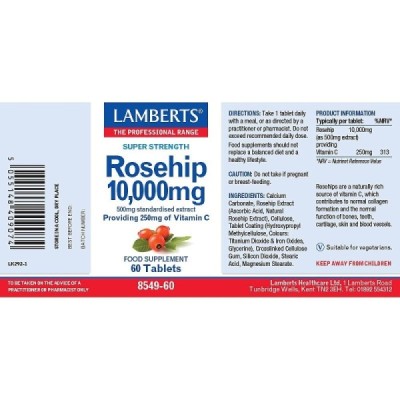 Buy Lamberts Rosehip 10000 60s Herbal Remedies; Bone Muscle & Joints; Pain Relief Online − UK Supplier