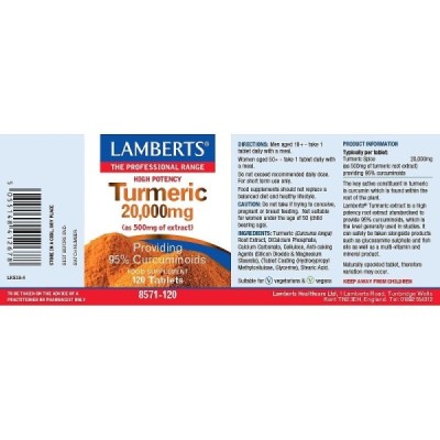 Buy Lamberts Turmeric 20000 60s Herbal Remedies; Bone Muscle & Joints; Pain Relief Online − UK Supplier