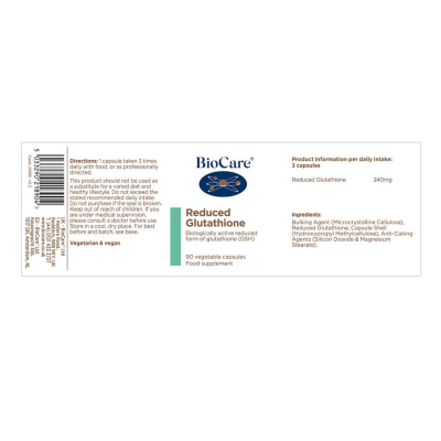 Biocare Reduced Glutathione 90 VegiCaps